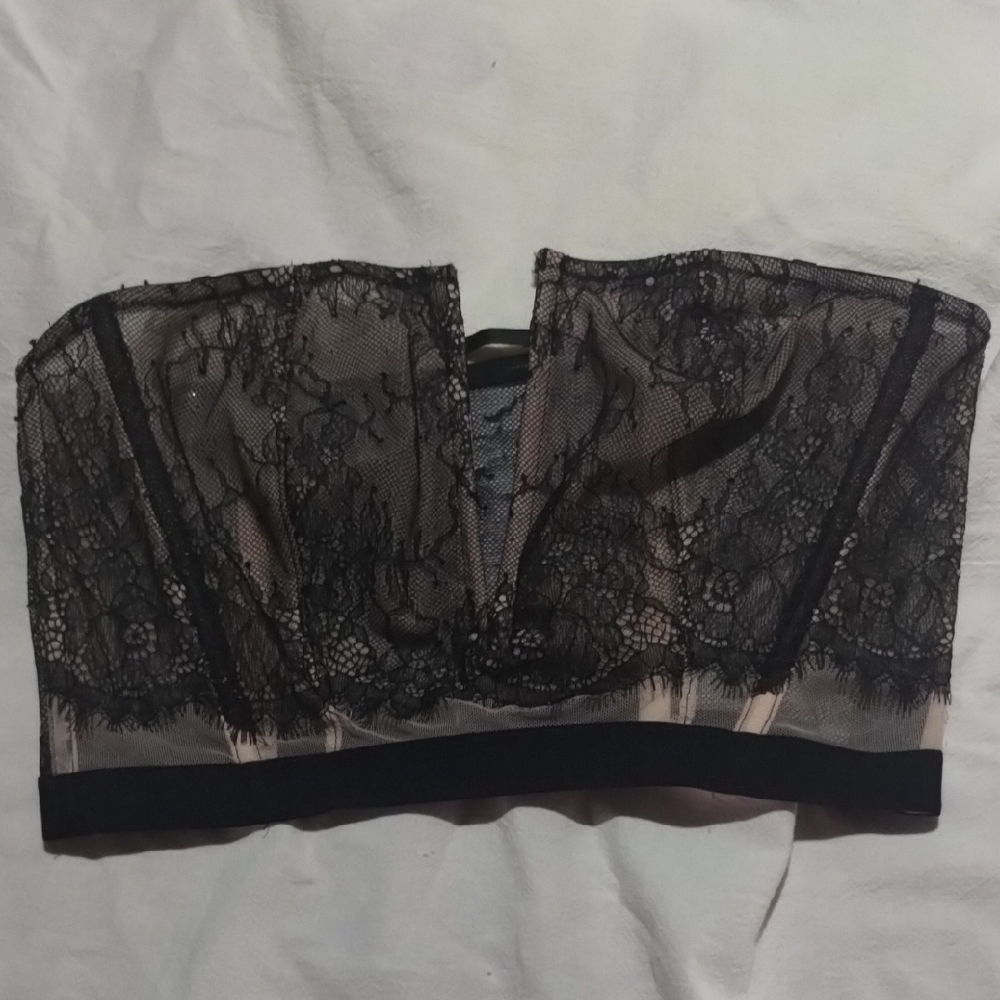 Victoria's Secret Black and Cream Lace Bandeau